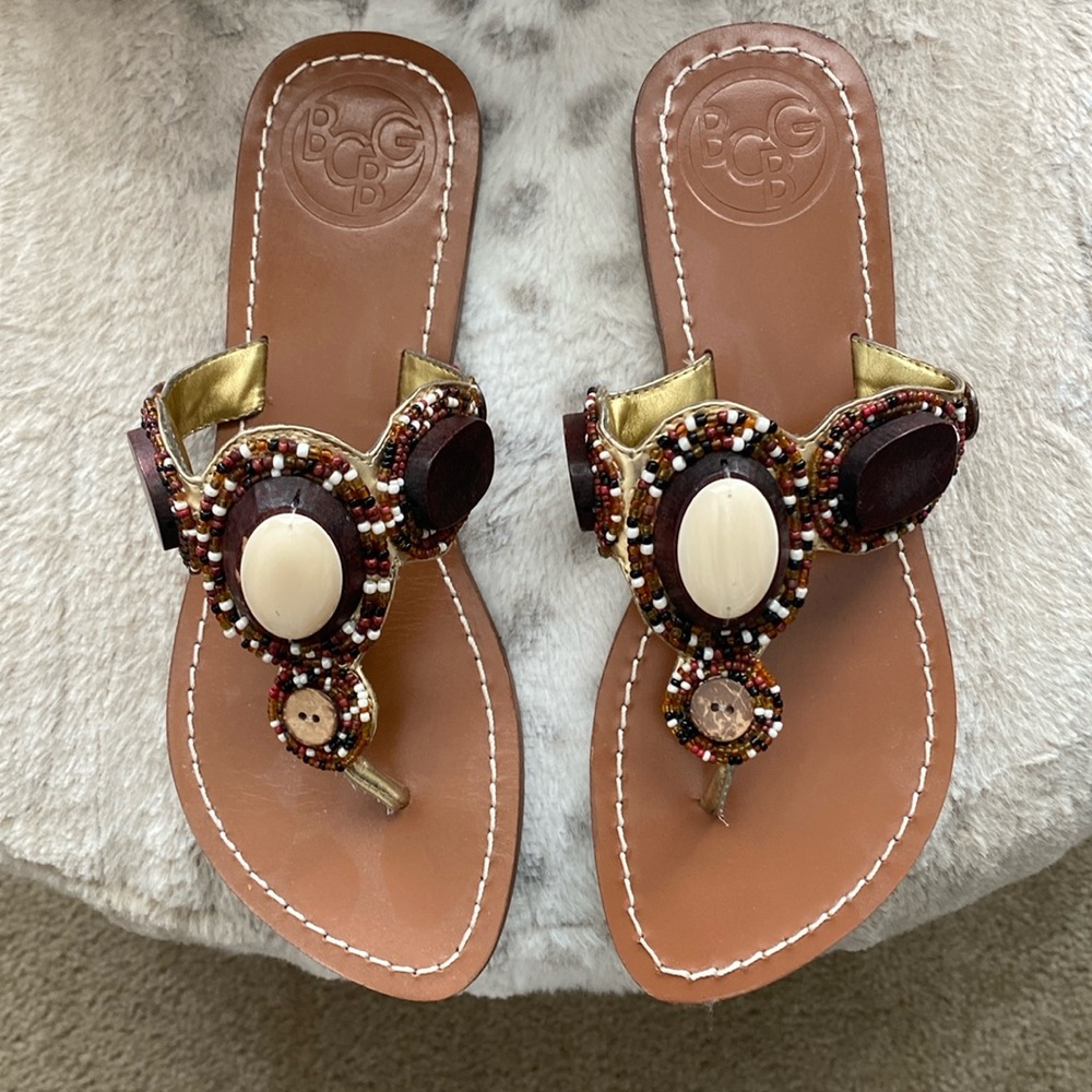 Very cute BCBG sandals!  Size 6.5.  Have been wore one time!